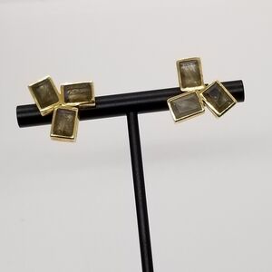 labradorite cluster earrings in sterling silver with gold vermeil